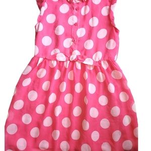 Girls-Bubblegum pink Polka dot Dress